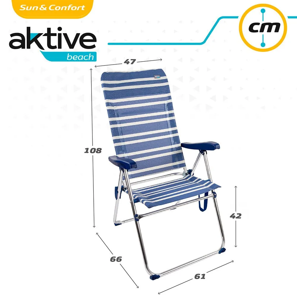 Aktive Sammenleggbar Stol Med Høy Rygg 5 Posisjoner 61x69x108 Cm unisex, 61 x 69 x 108cm