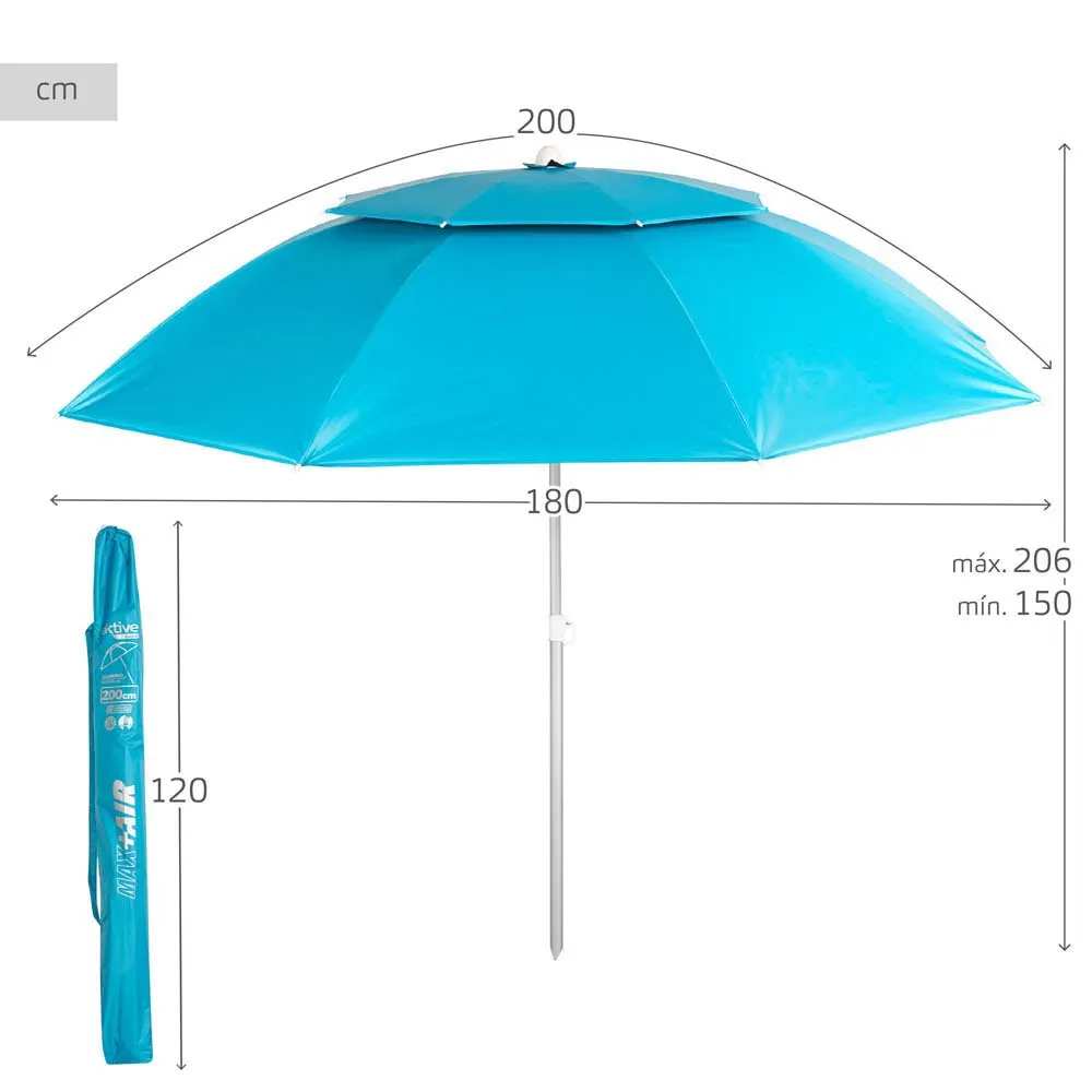 Aktive Sammenleggbar Strandparasoll Med Uv50 200 Cm unisex, Blue, One Size