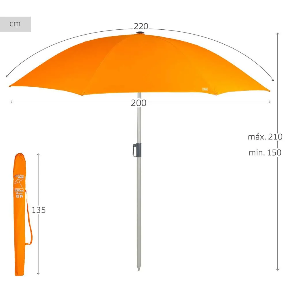 Aktive Sammenleggbar Strandparasoll Med Uv50 220 Cm unisex, Orange, One Size Aktive Sammenleggbar Strandparasoll Med Uv50 220 Cm unisex, Orange, One Size