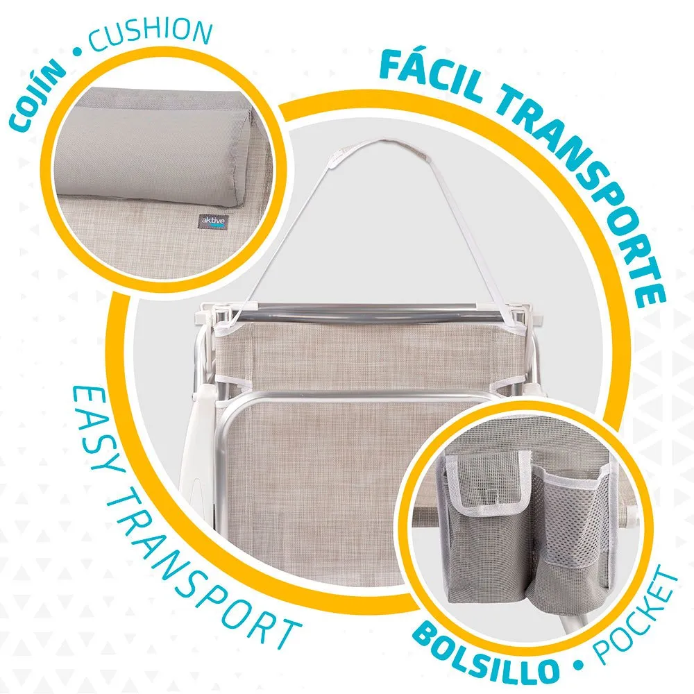 Aktive Sammenleggbar Strandstol I Aluminium Med Flere Posisjoner Refurbished unisex, Beige, One Size Aktive Sammenleggbar Strandstol I Aluminium Med Flere Posisjoner Refurbished unisex, Beige, One Size