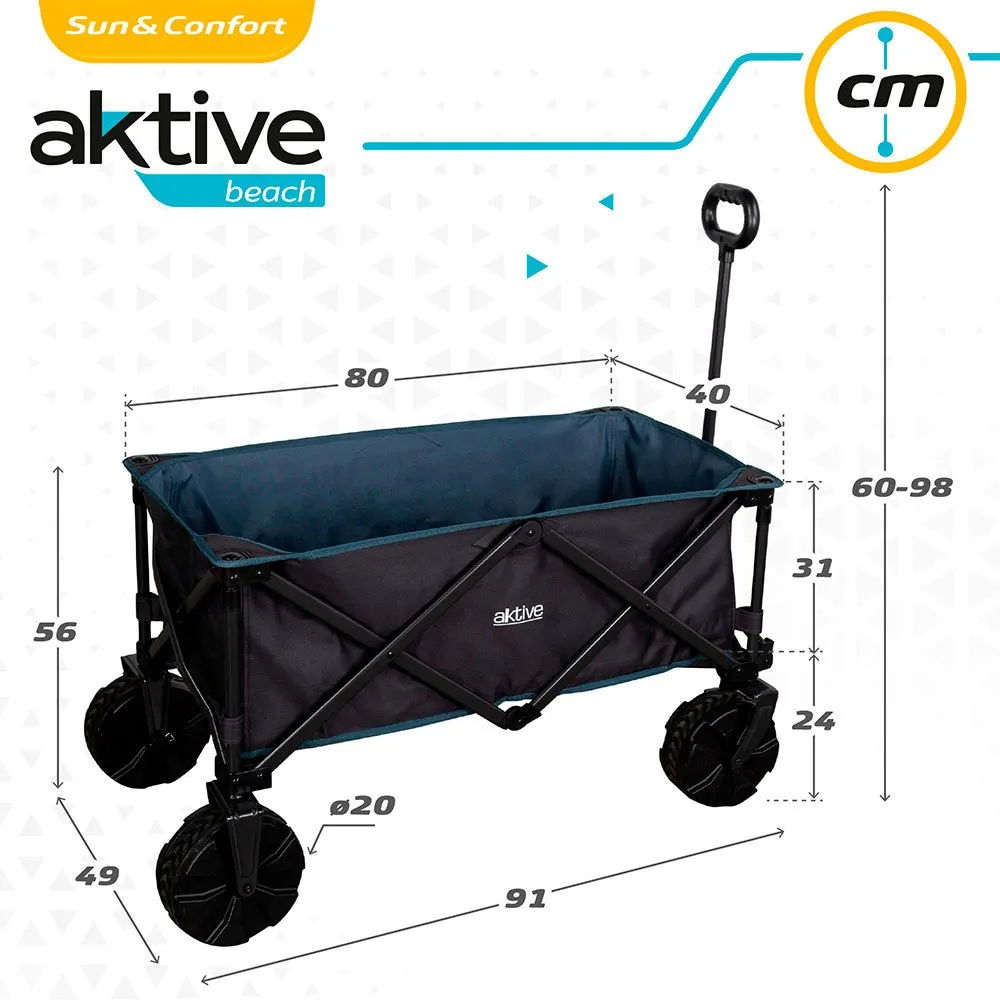 Aktive Sammenleggbar Vogn Med Hjul For Sand 50kg unisex, Navy / black, 91 x 56 x 49cm Aktive Sammenleggbar Vogn Med Hjul For Sand 50kg unisex, Navy / black, 91 x 56 x 49cm
