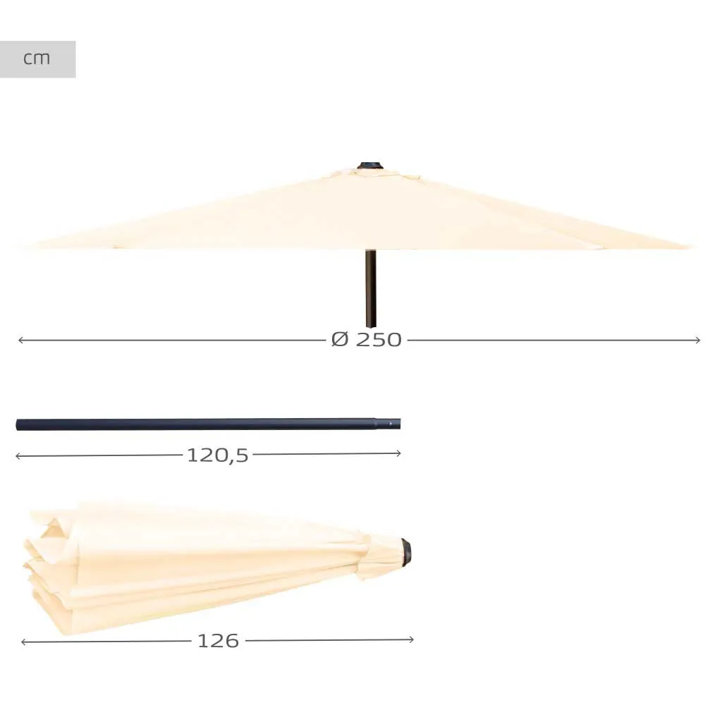 Aktive Sekskantet Parasoll 250 Cm unisex, Beige, One Size