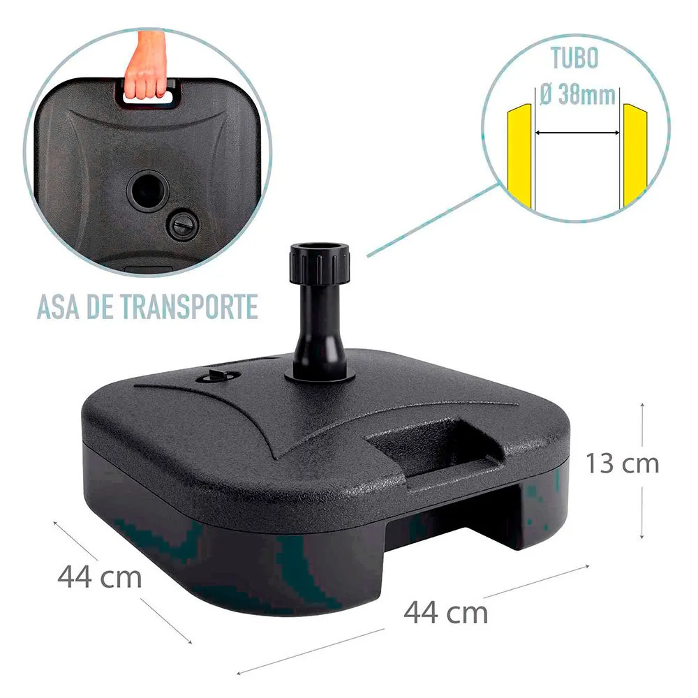 Aktive Stativ For Påfyllbare Paraplyer I Plast 19kg unisex, Black, 44.5 x 44.5 x 12.5cm