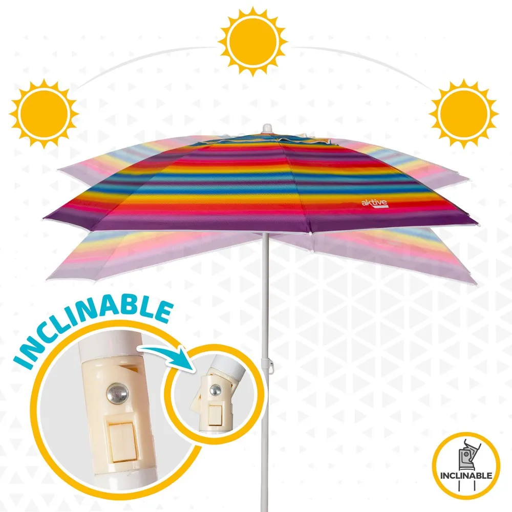 Aktive Strandparasoll Med Ventilasjon Og Uv50-beskyttelse 200 Cm unisex, Multicolor stripes, One Size