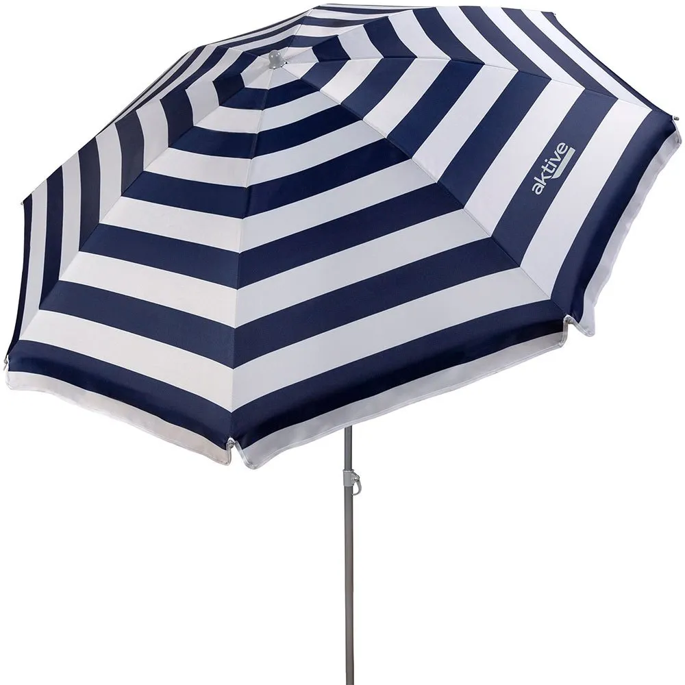 Aktive Strandparasoll Uv50-beskyttelse 180 Cm unisex, White / navy, One Size