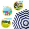 Aktive Strandparasoll Uv50-beskyttelse 180 Cm unisex, White / navy, One Size