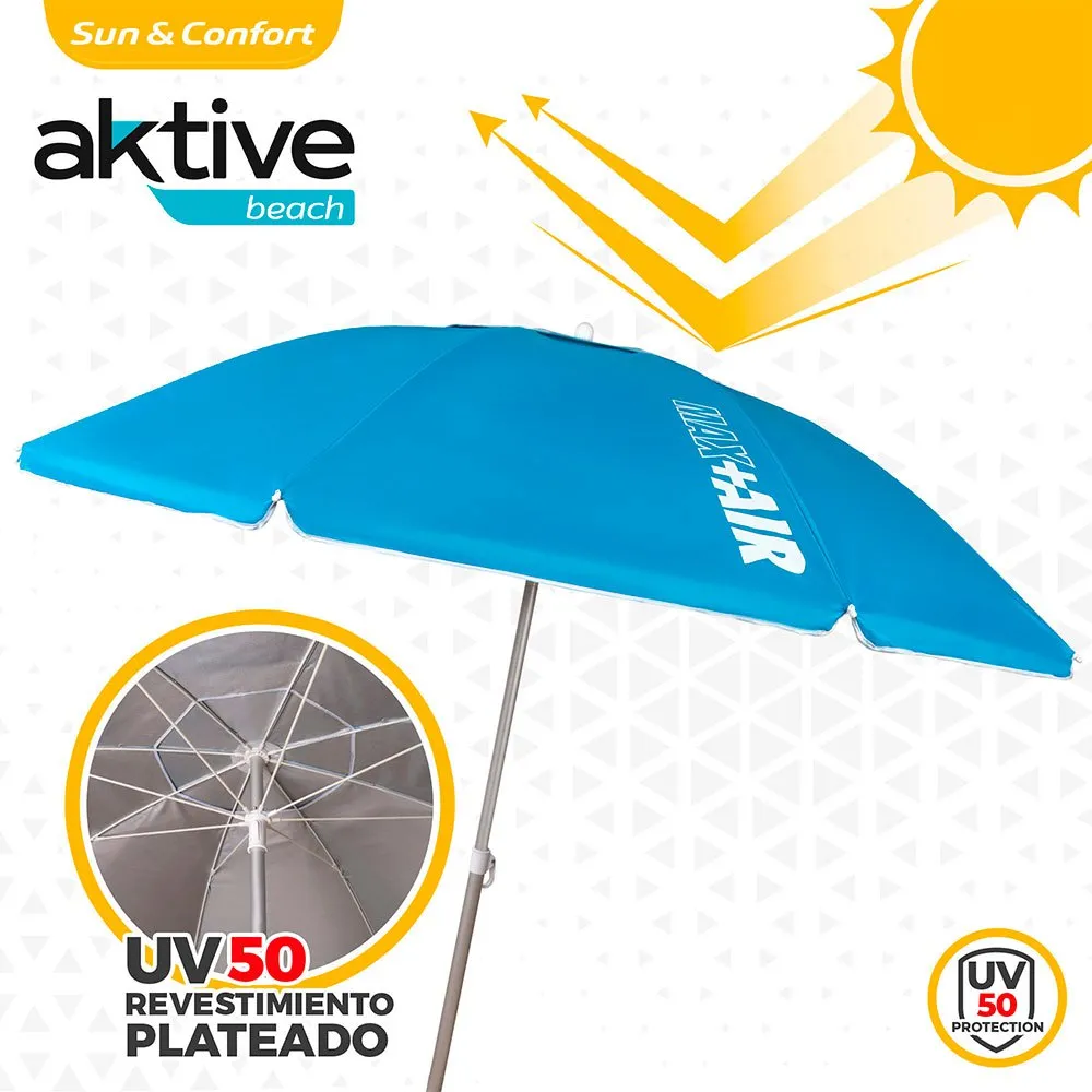 Aktive Strandparasoll Uv50 Beskyttelse 220 Cm unisex, Blue, One Size