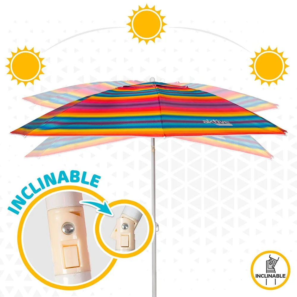 Aktive Sun&confort Ø Vindtett Uv50 Strandparasoll Med Justerbar Stang 220cm unisex, Multicolor stripes, One Size Aktive Sun&confort Ø Vindtett Uv50 Strandparasoll Med Justerbar Stang 220cm unisex, Multicolor stripes, One Size