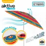 Aktive Sun&confort Ø Vindtett Uv50 Strandparasoll Med Justerbar Stang 220cm unisex, Multicolor stripes, One Size