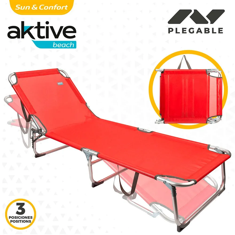 Aktive Textilano Sammenleggbare Solsenger 188x58x30 Cm Refurbished unisex, Red, One Size