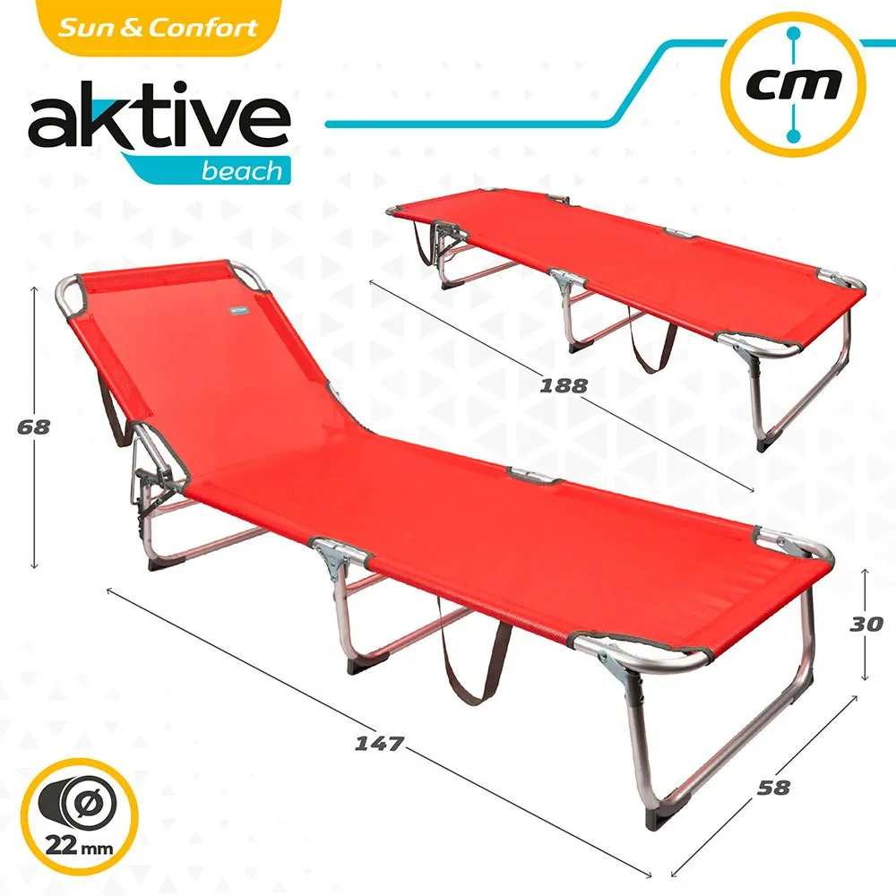 Aktive Textilano Sammenleggbare Solsenger 188x58x30 Cm Refurbished unisex, Red, One Size