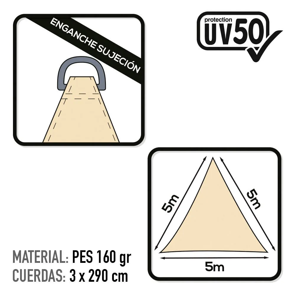 Aktive Trekantet Solseil Med Uv50-beskyttelse 500x500x500 Cm unisex, Beige, One Size