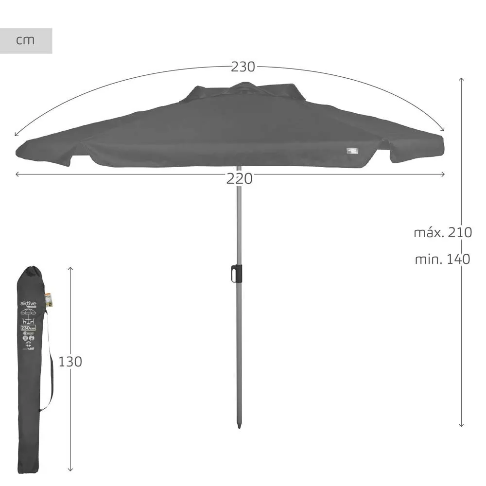 Aktive Uv50 Sekskantet Parasoll 230 Cm unisex, Black, One Size