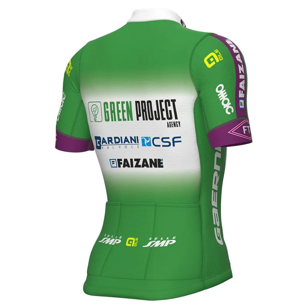 Alé Green Project-bardiani Csf-faizane Pro 2023 Kort Ermet Trøye, Green / white