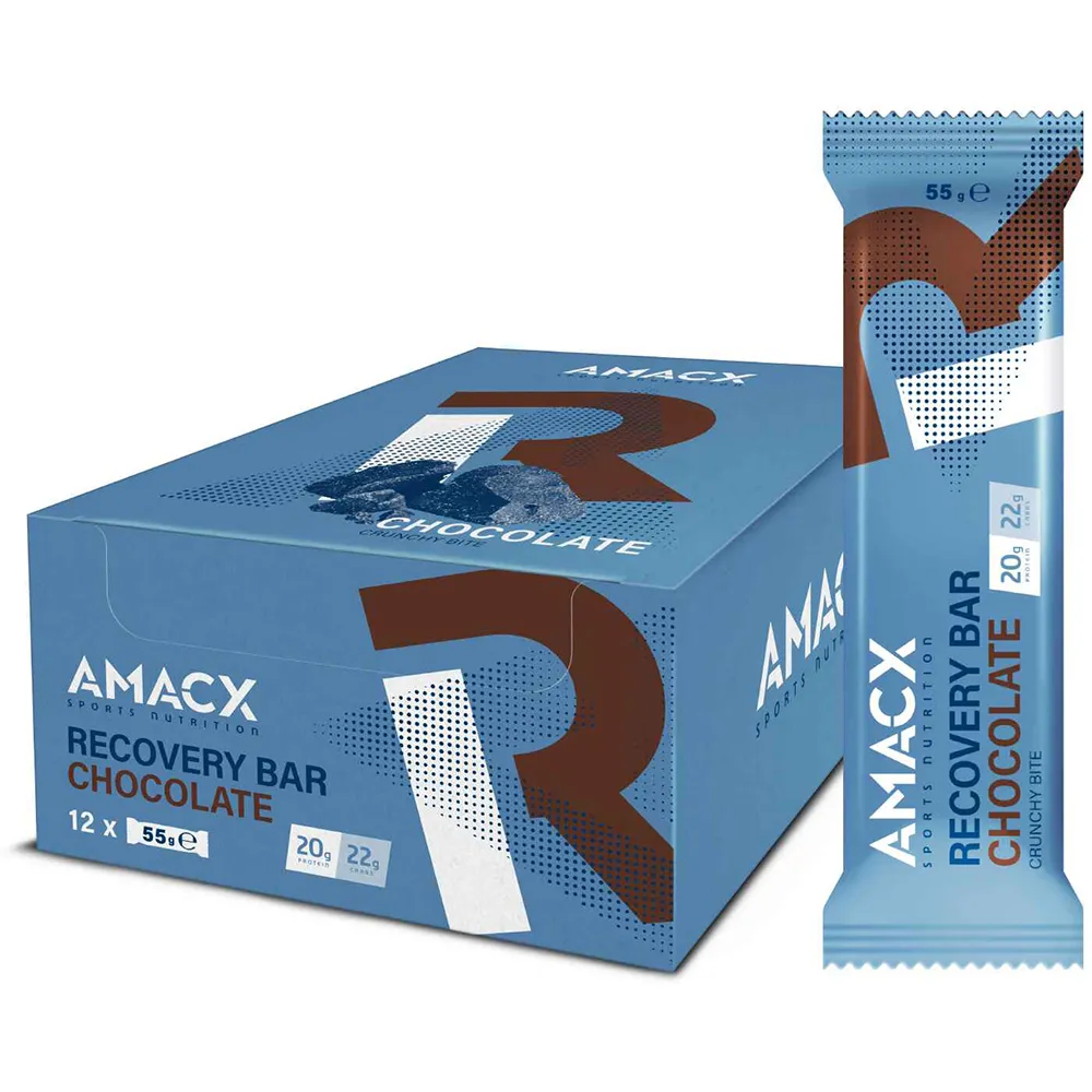 Amacx Eske Med Energibarer For Restitusjon Sjokolade 55g 12 Enheter, Blue, One Size