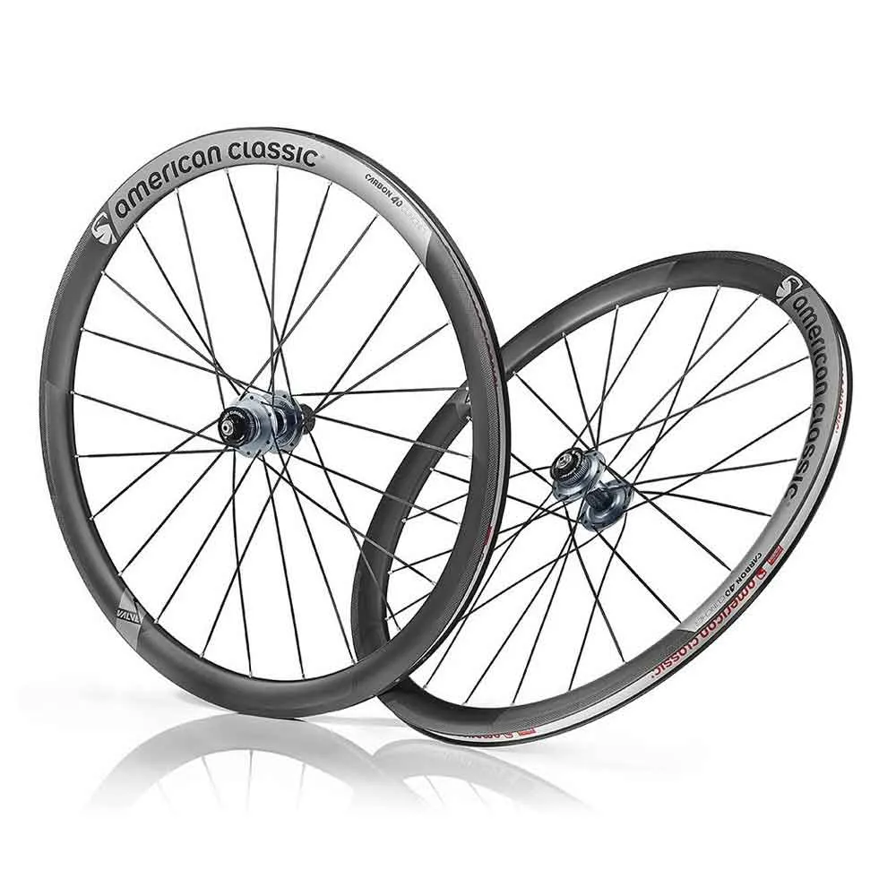 American Classic Carbon 40 Landeveishjulsett, Black / grey, 100 / 130mm, Shimano/Sram HG