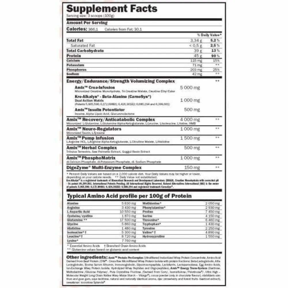 Amix Anabolic Masster Muskelmasse Frukter 500g, Uncolor, One Size
