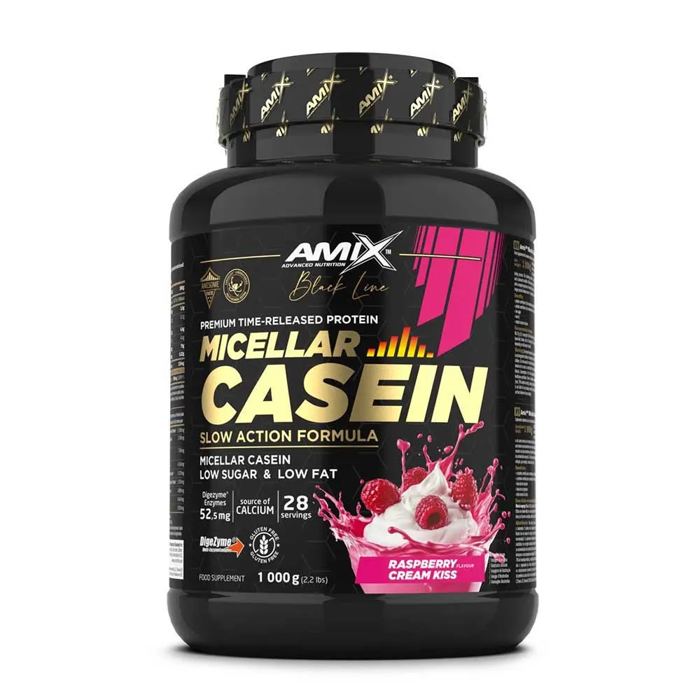 Amix Black Micellar 1kg Casein Protein Bringebær, One size