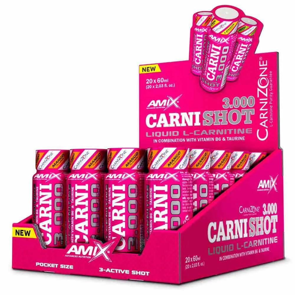 Amix Carnishot 3000 60ml Karnitin Mango 20 Enheter, Pink, One Size