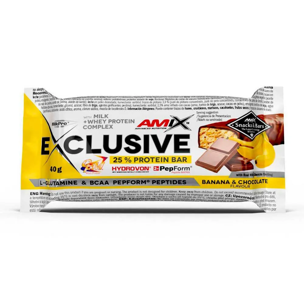 Amix Eksklusiv Eske Med Proteinbarer Sjokolade Banan 85g 12 Enheter, One size