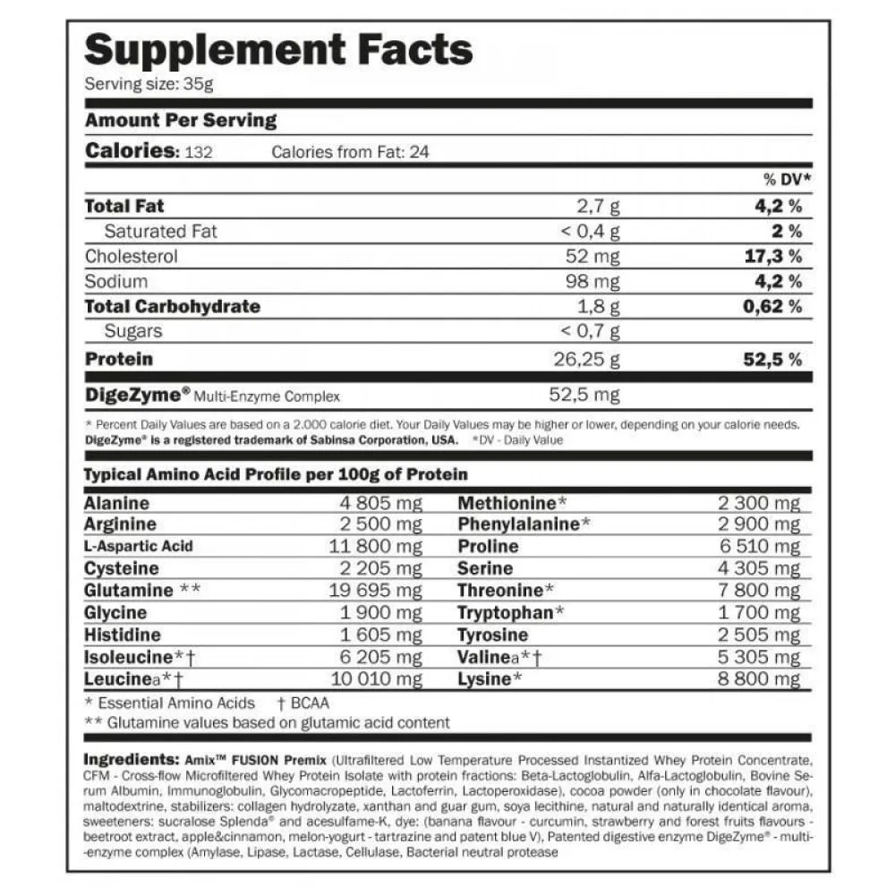 Amix Fusion Isolert Myseprotein Skogsbær 1000g, Uncolor, One Size