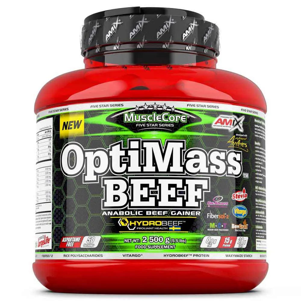 Amix Optimass Beef Proteinpulver Til Drikke Dobbel Sjokolade Hvit 2.5kg, One size