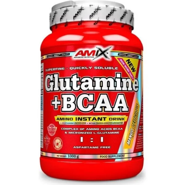 Amix Powder Glutamine Bcaa Gjenopprettingsdrikk Sitron & Lime 1000g, White, One Size