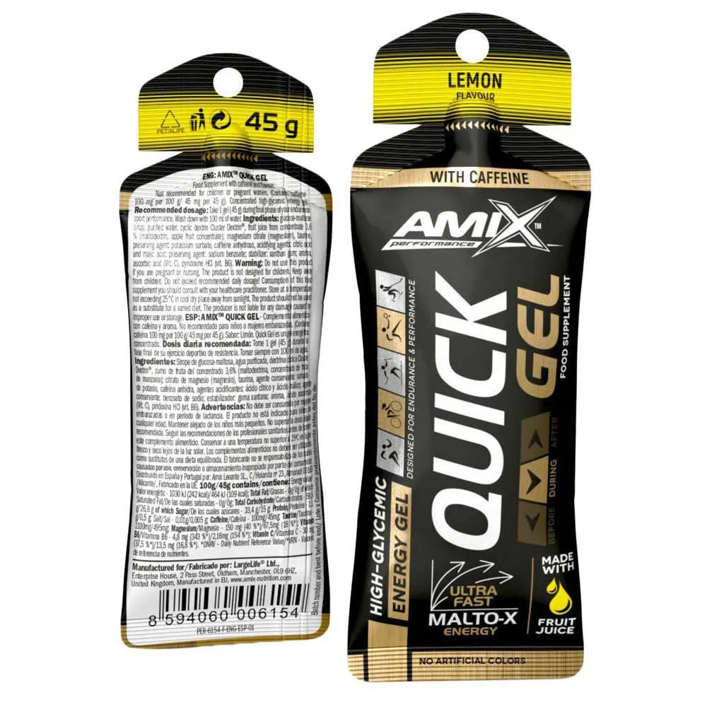 Amix Quick Boks Med Energigeler Sitron 45g 40 Enheter, Black, One Size Amix Quick Boks Med Energigeler Sitron 45g 40 Enheter, Black, One Size