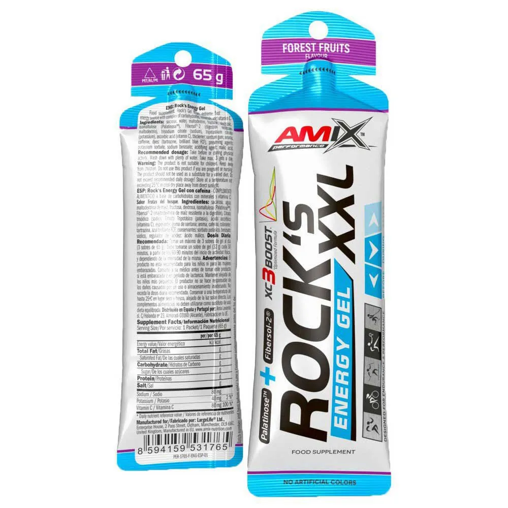 Amix Rock´s Xxl Boks Med Energigeler Bær 65g 24 Enheter, One size