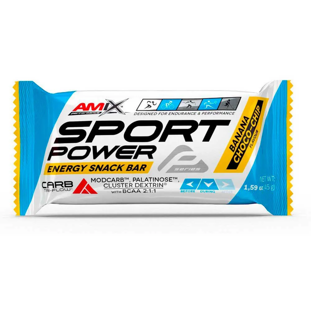 Amix Sport Power Energibar Boks Banan Og Sjokolade 45g 20 Enheter, One size