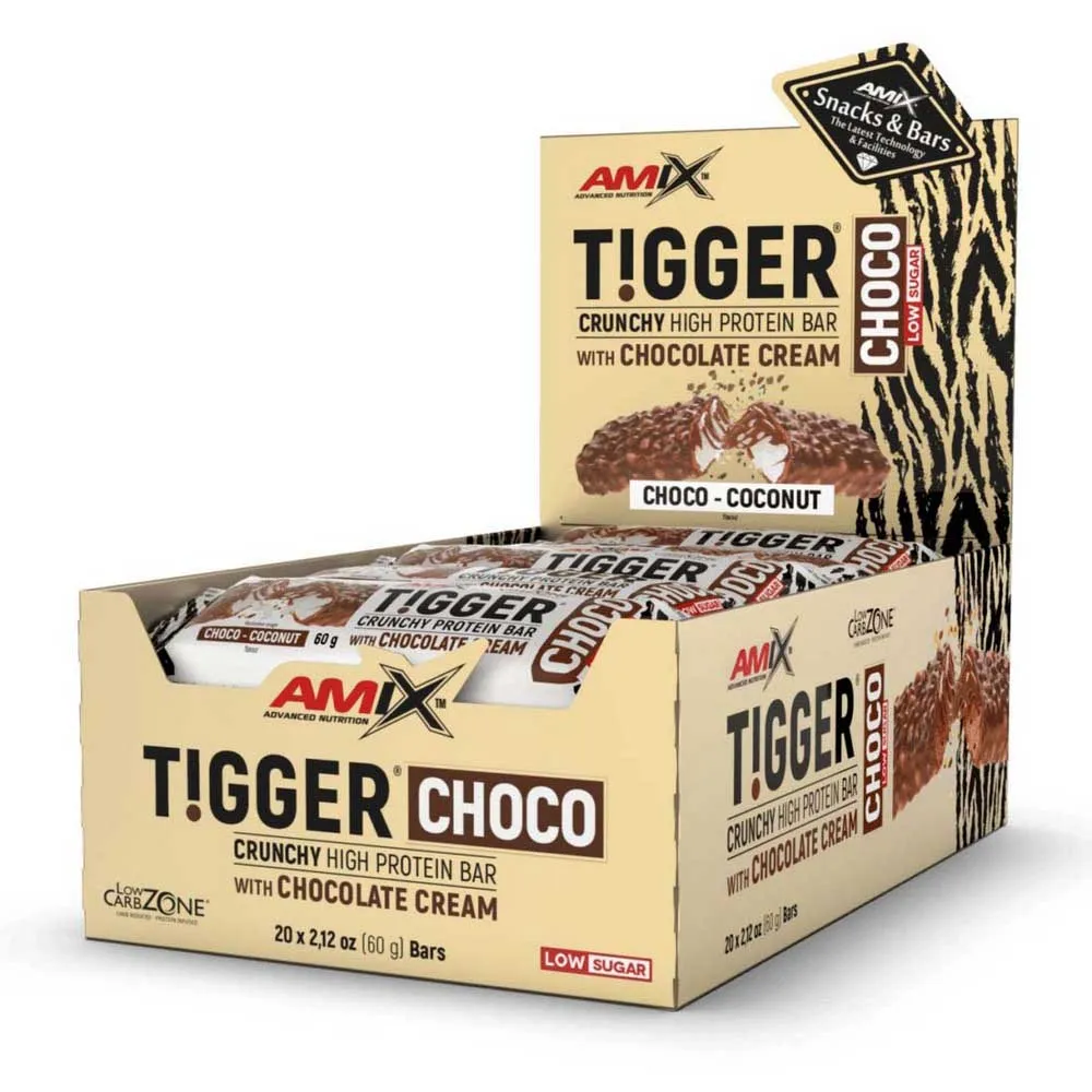 Amix Tiggerzero Proteinbarerboks Kokos Og Sjokolade 60g 20 Enheter, One size