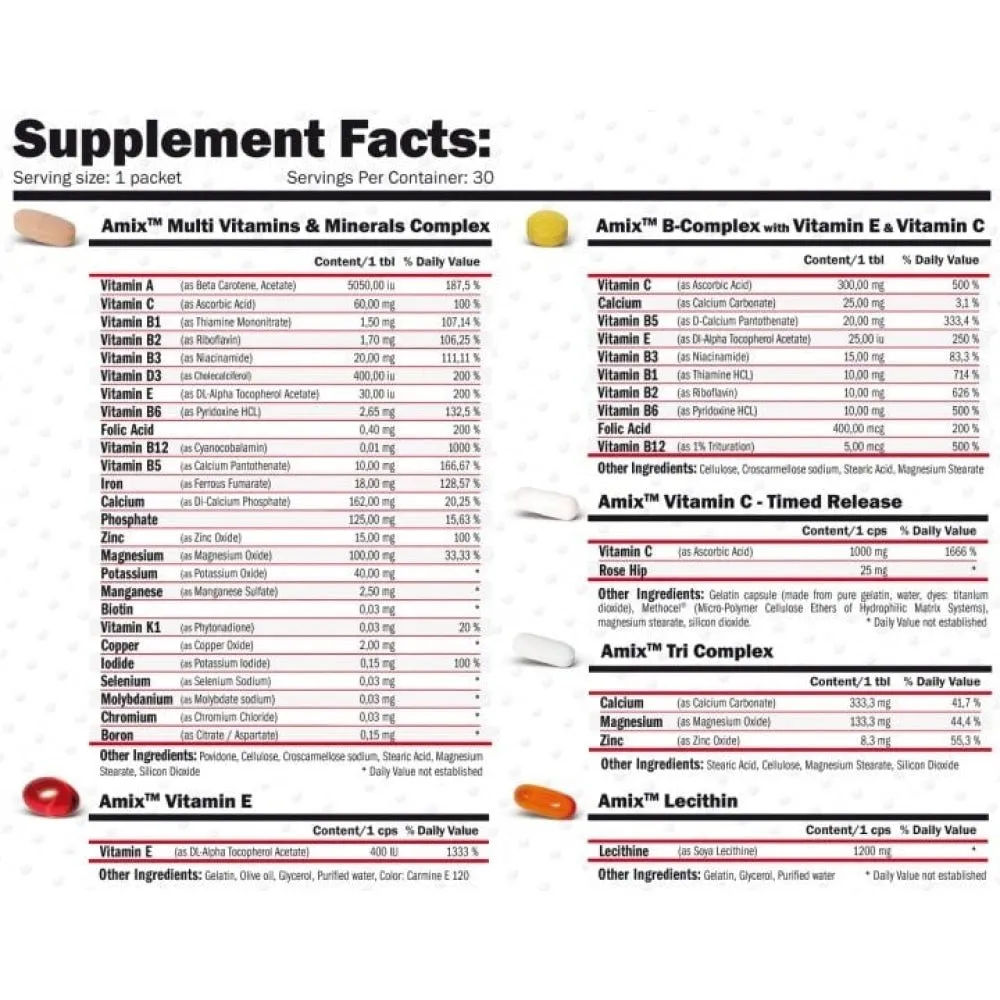 Amix Vitamins&minerals Tablettboks Nøytral Smak 30 Enheter, One size