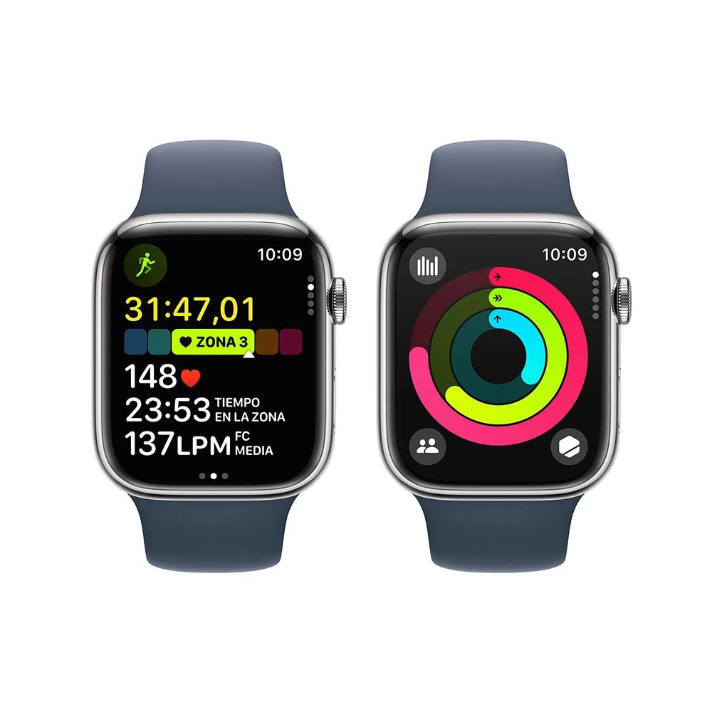 Apple Series 9 Gps+cellular 45 Mm Watch, Silver / steel blue