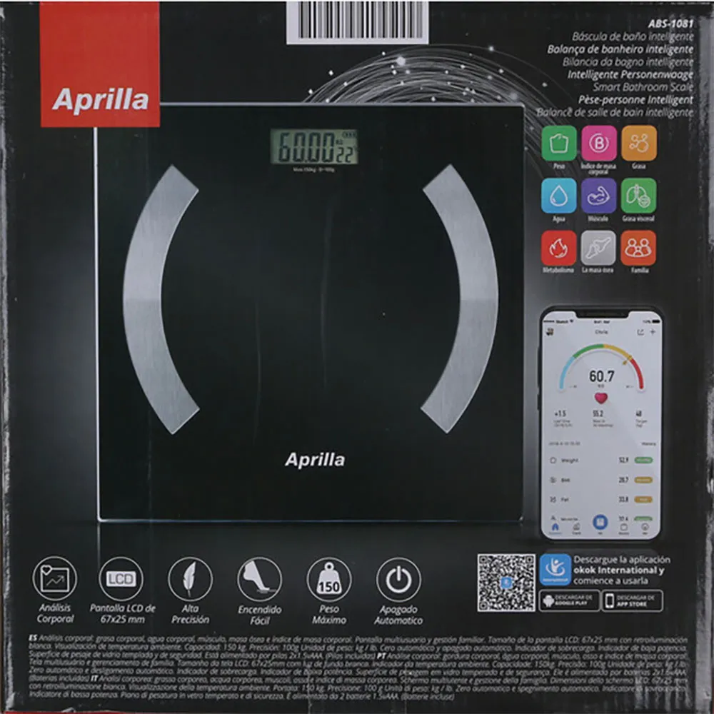 Aprilla Smart Baderomsvekt Med Bluetooth 150kg, Multicolor, One Size