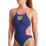 arena One Double Cross Badetøy female, Navy / fluo pink