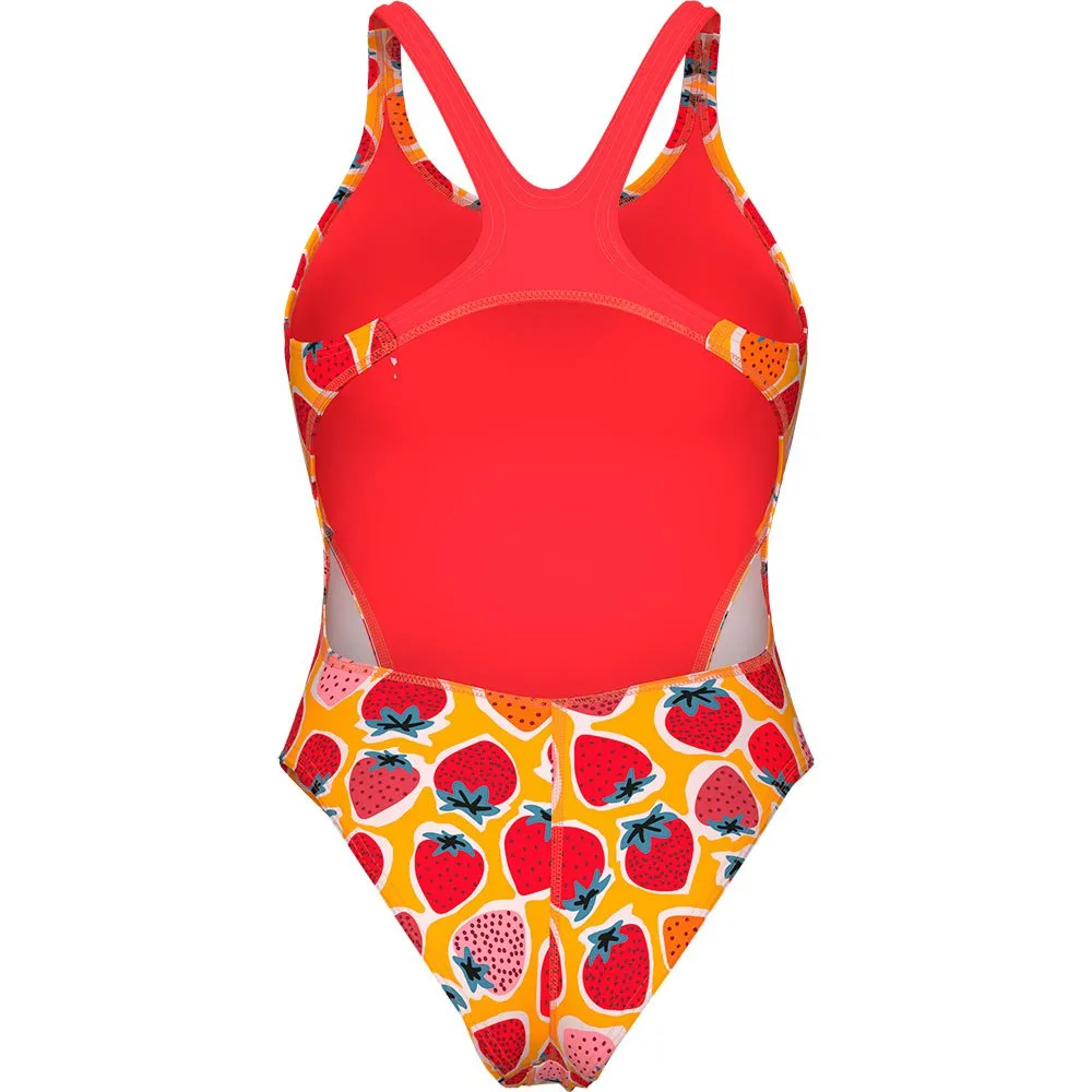 arena Strawberry Swim Tech Back Badetøy female, Fluo red / orange