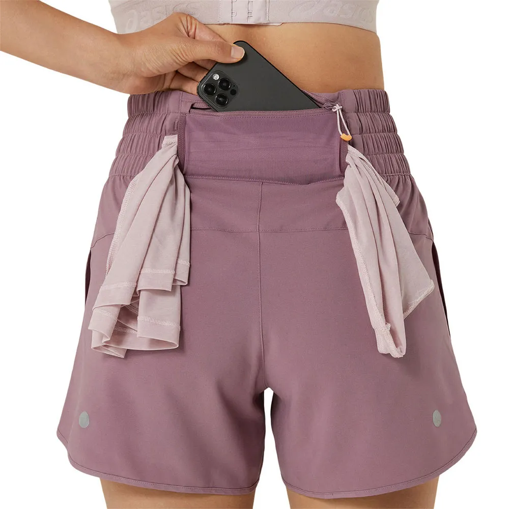 Asics Nagino 4inch Run Shorts female, Dusty mauve
