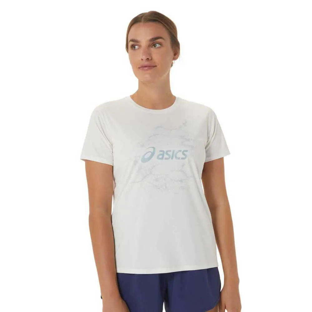 Asics Nagino Graphic Run Kortarmet T-skjorte female, Cream