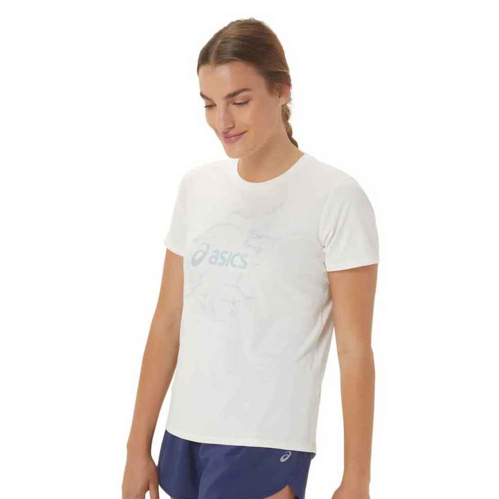 Asics Nagino Graphic Run Kortarmet T-skjorte female, Cream