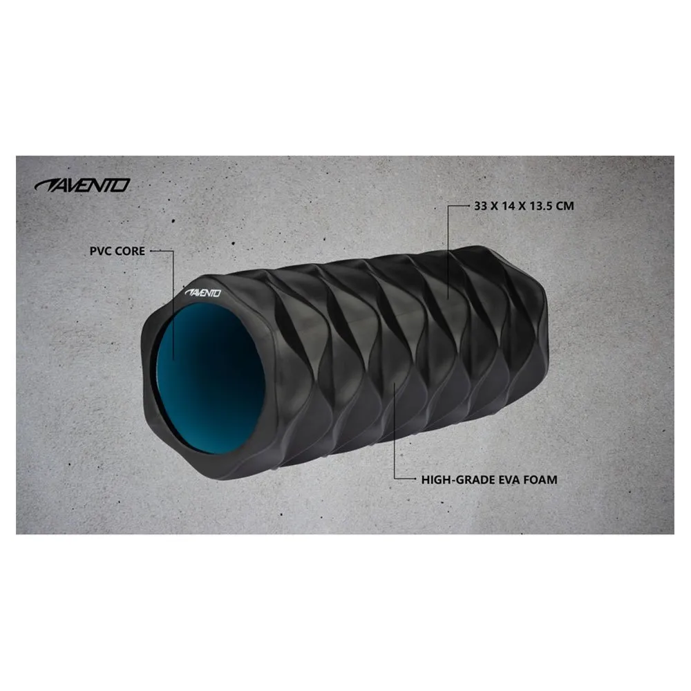 Avento Message Foam Wave Massasjerulle, Black / blue, 33cm Avento Message Foam Wave Massasjerulle, Black / blue, 33cm