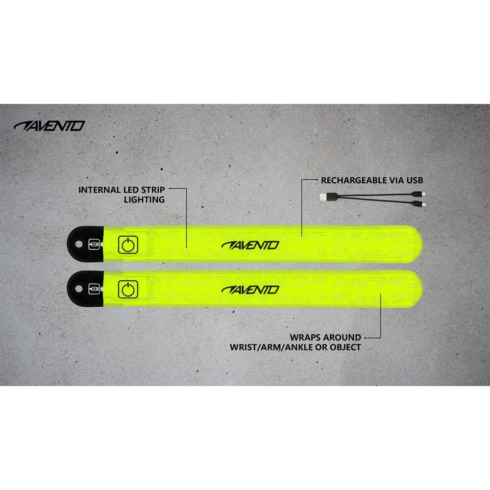 Avento Slap-on Rechargeable Led Armbånd 2 Enheter unisex, Fluorescent yellow / silver grey, One Size