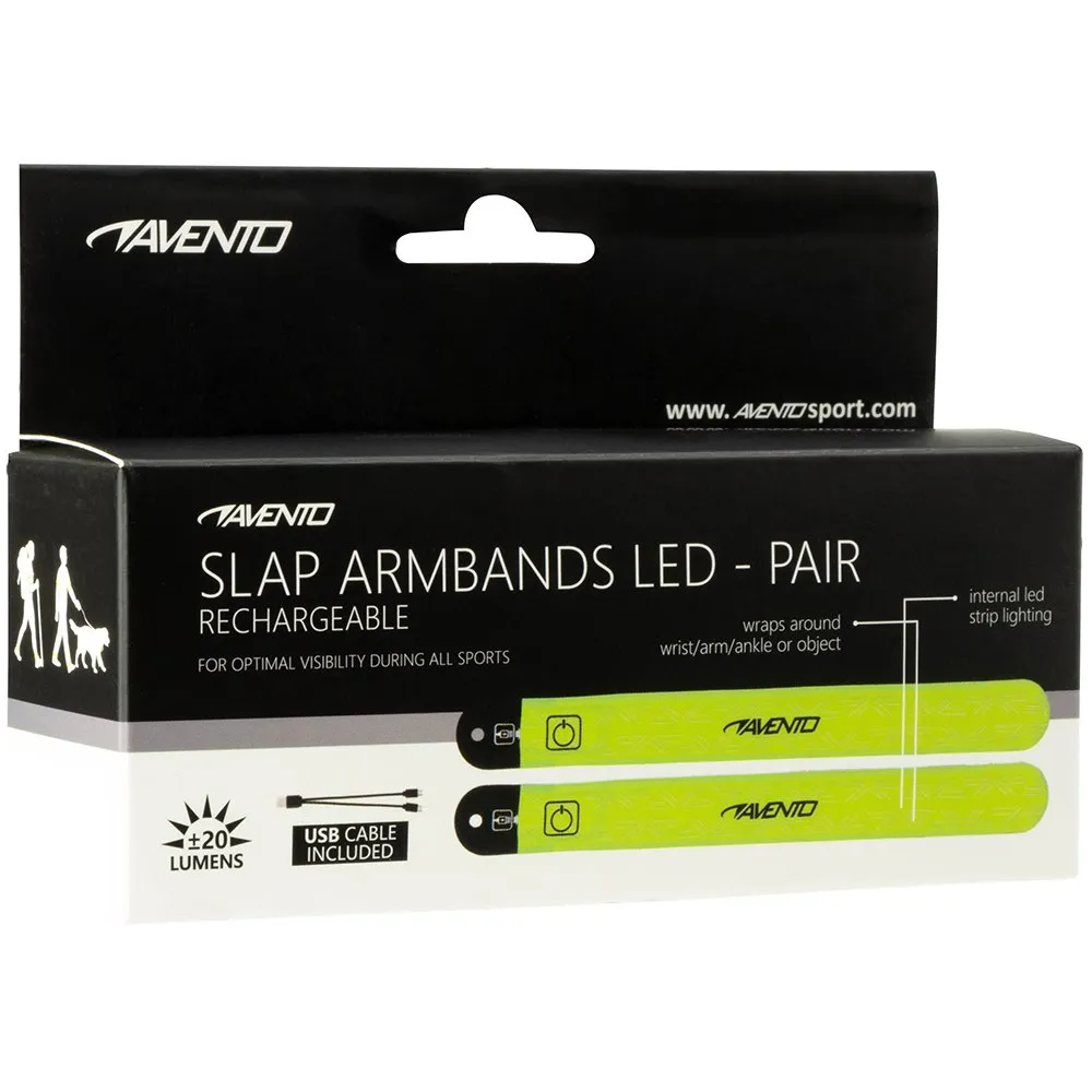 Avento Slap-on Rechargeable Led Armbånd 2 Enheter unisex, Fluorescent yellow / silver grey, One Size
