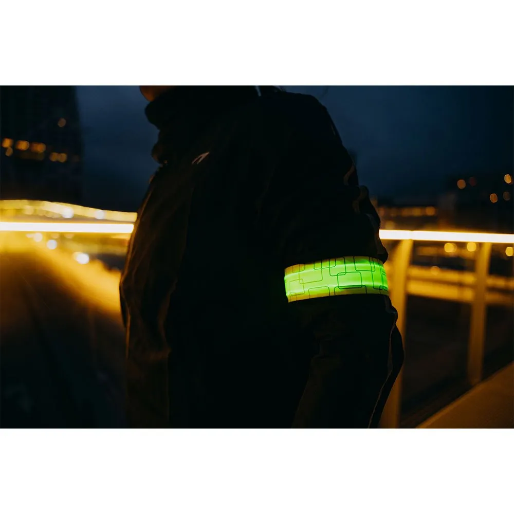 Avento Slap-on Rechargeable Led Armbånd 2 Enheter unisex, Fluorescent yellow / silver grey, One Size