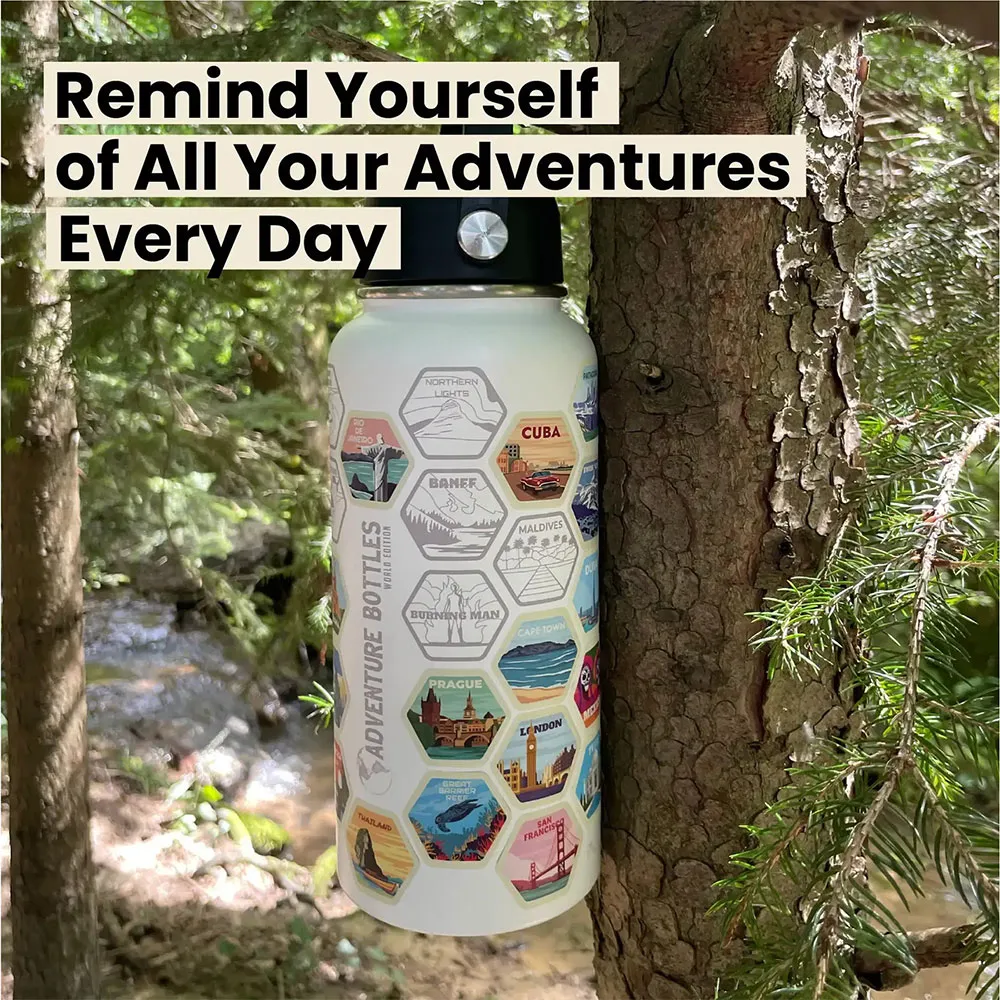 Awesome Maps Adventure World 1l Termosflaske, White, One Size Awesome Maps Adventure World 1l Termosflaske, White, One Size