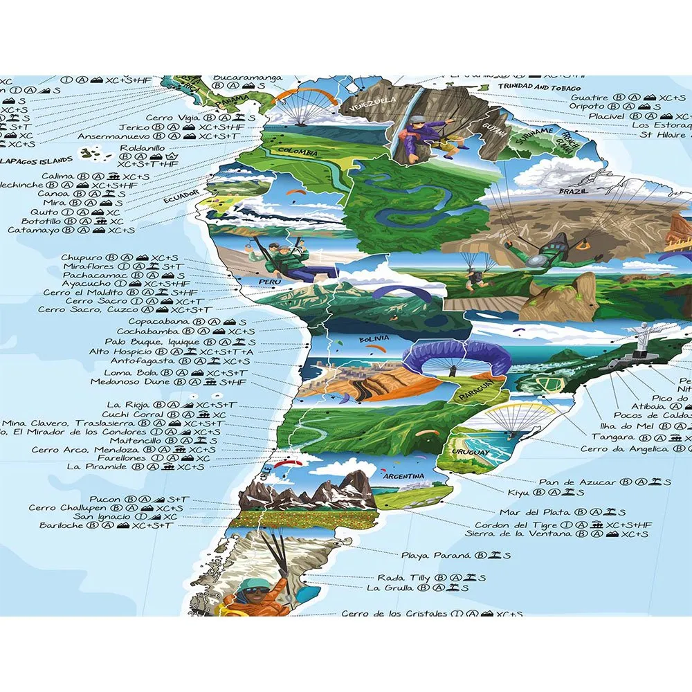Awesome Maps Best Paragliding Spots In The World Kart, One size