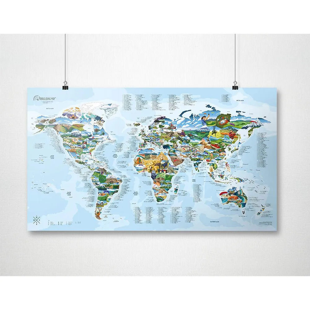 Awesome Maps Best Paragliding Spots In The World Kart, One size