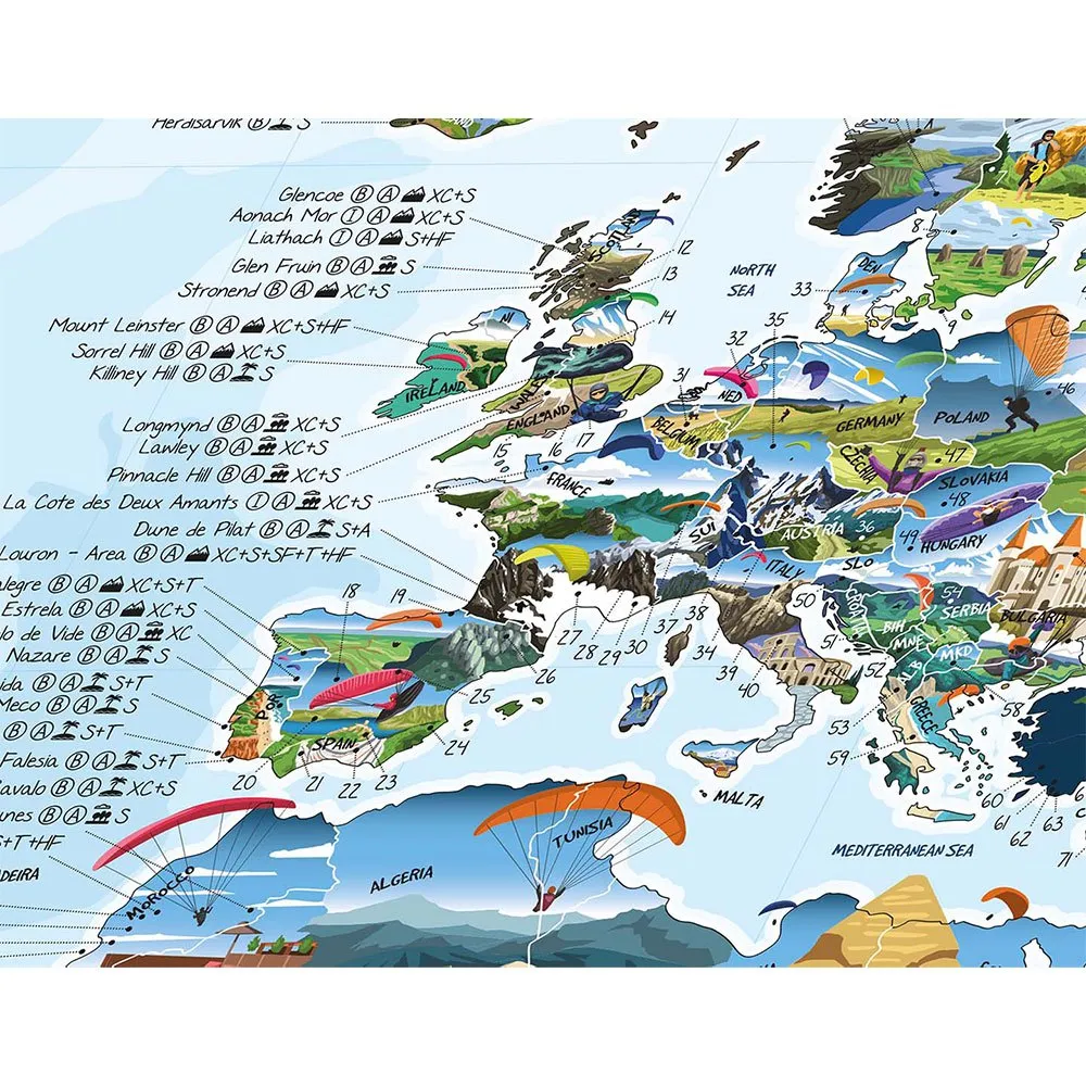 Awesome Maps Best Paragliding Spots In The World Kart, One size