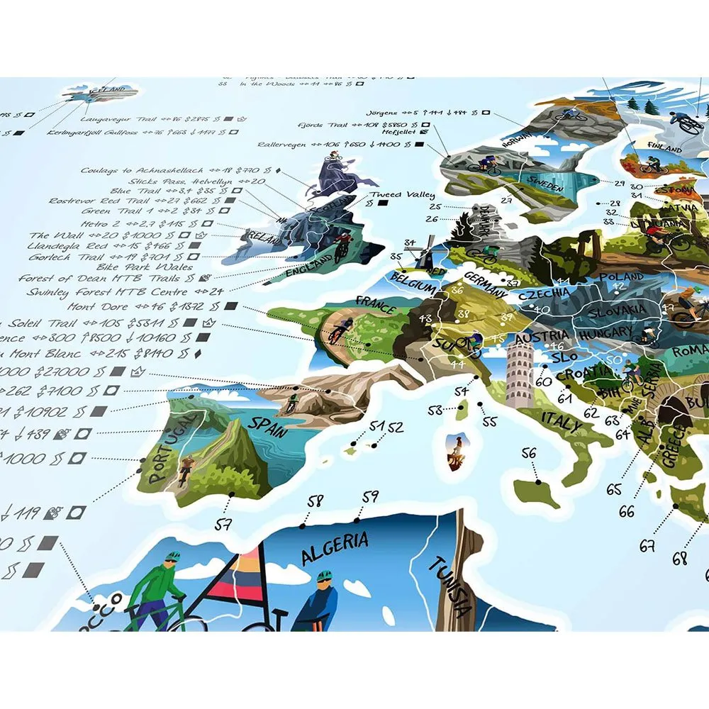 Awesome Maps Mountain Bike Best Trails In The World Kart, One size
