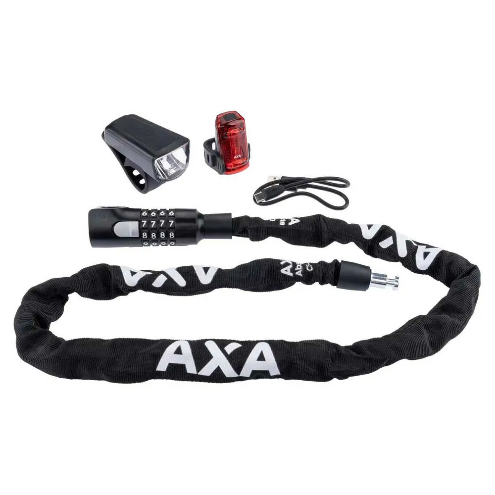 Axa Absolute C5-90/dwn 50 Sykkellyktesett, Black / red, One Size