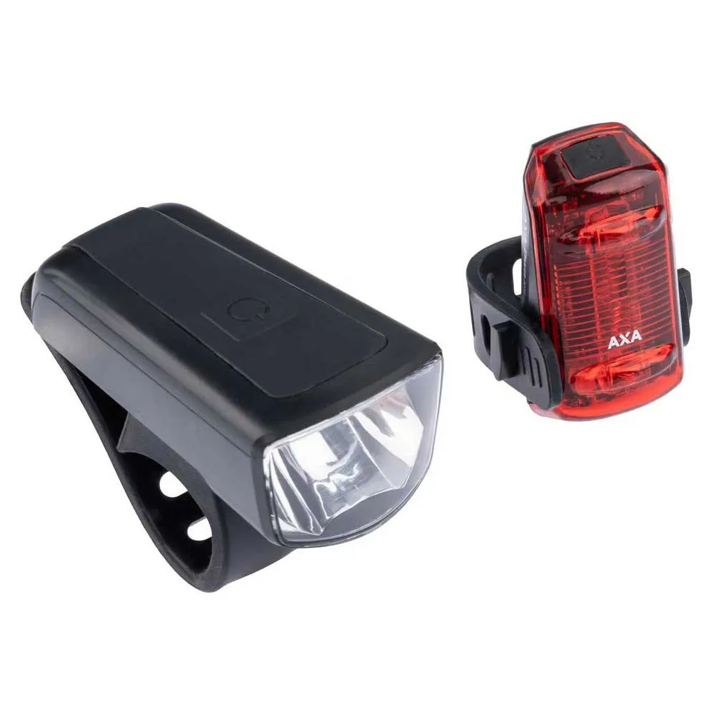 Axa Absolute C5-90/dwn 50 Sykkellyktesett, Black / red, One Size